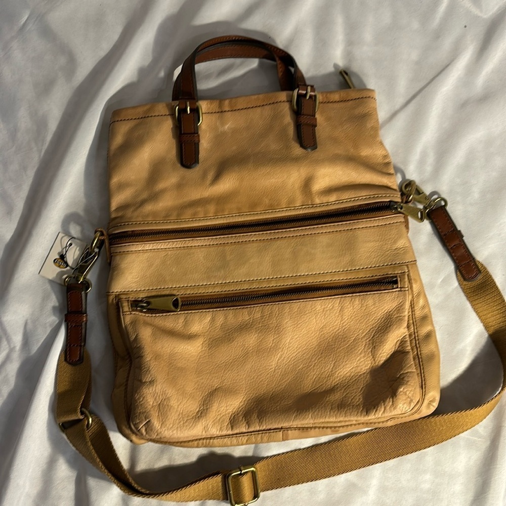 Fossil Leather Messenger Tote Crossbody NWT